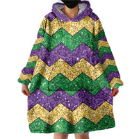 Mardi Gras Zigzag Sparkle Style Wearable Blanket Hoodie