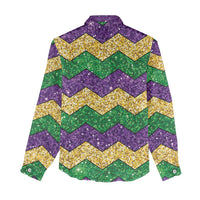 Mardi Gras Zigzag Sparkle Style Women Casual Shirt