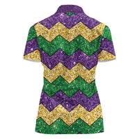 Mardi Gras Zigzag Sparkle Style Women Polo Shirt