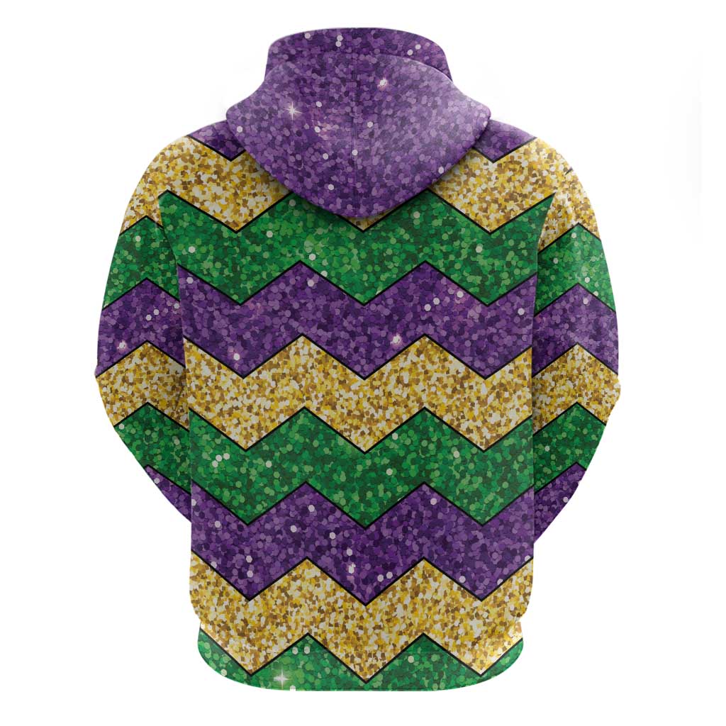 Mardi Gras Zigzag Sparkle Style Zip Hoodie