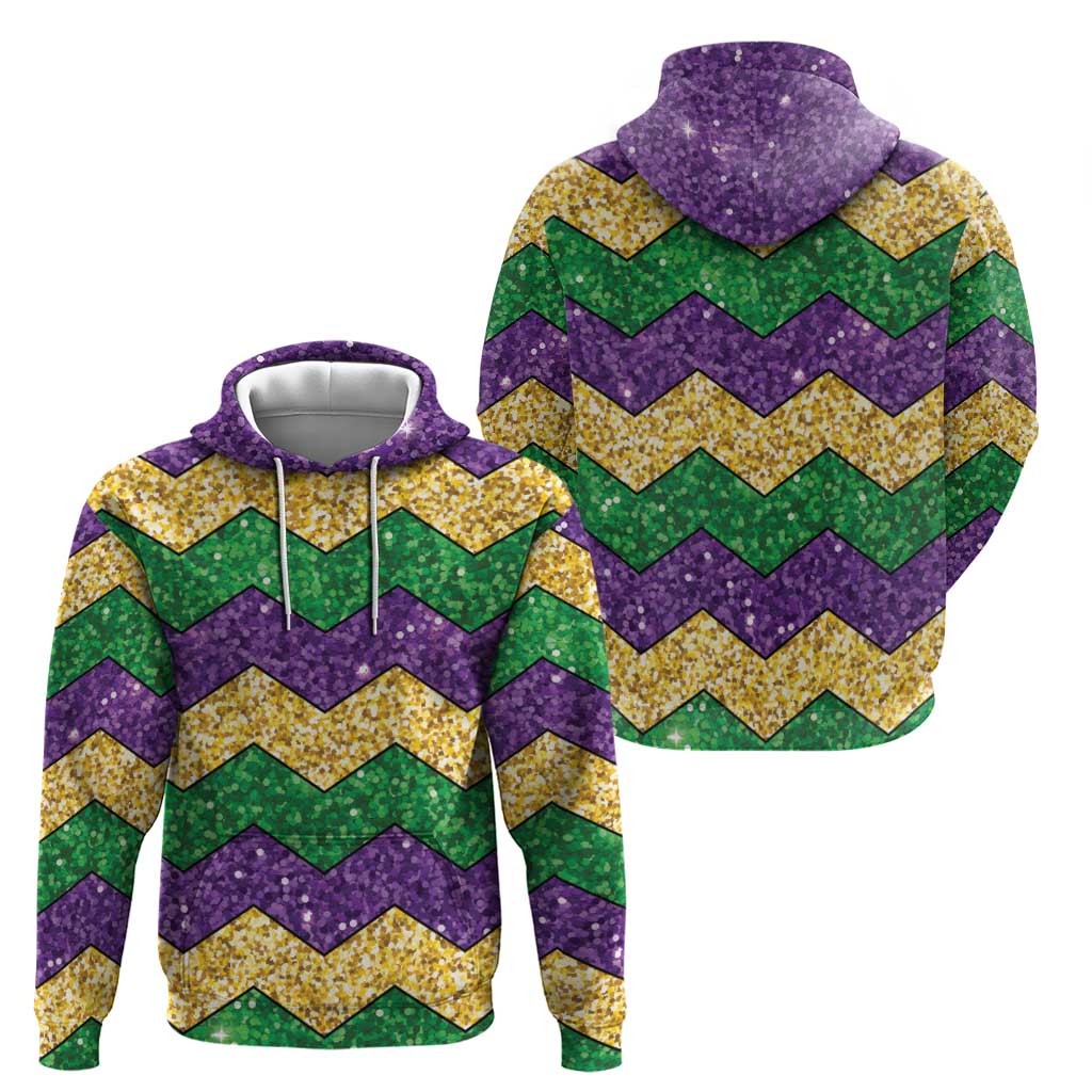 Mardi Gras Zigzag Sparkle Style Zip Hoodie