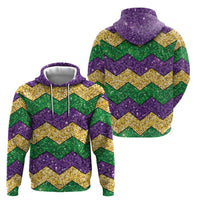 Mardi Gras Zigzag Sparkle Style Zip Hoodie
