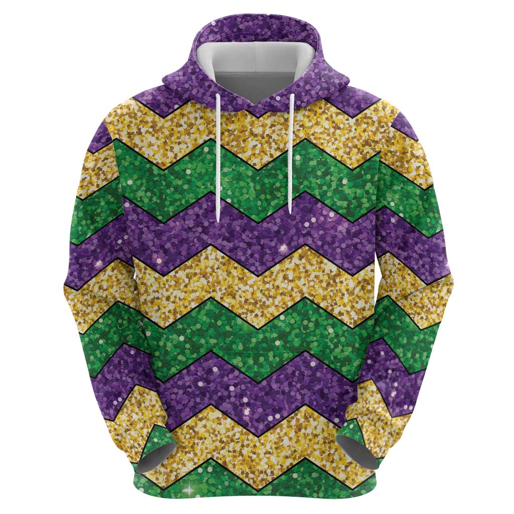 Mardi Gras Zigzag Sparkle Style Zip Hoodie