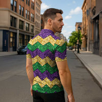 Mardi Gras Zigzag Sparkle Style Zipper Polo Shirt