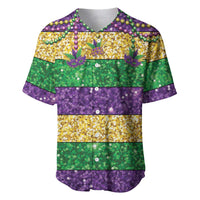 Mardi Gras Stripes Baseball Jersey Carnival Beads & Masks