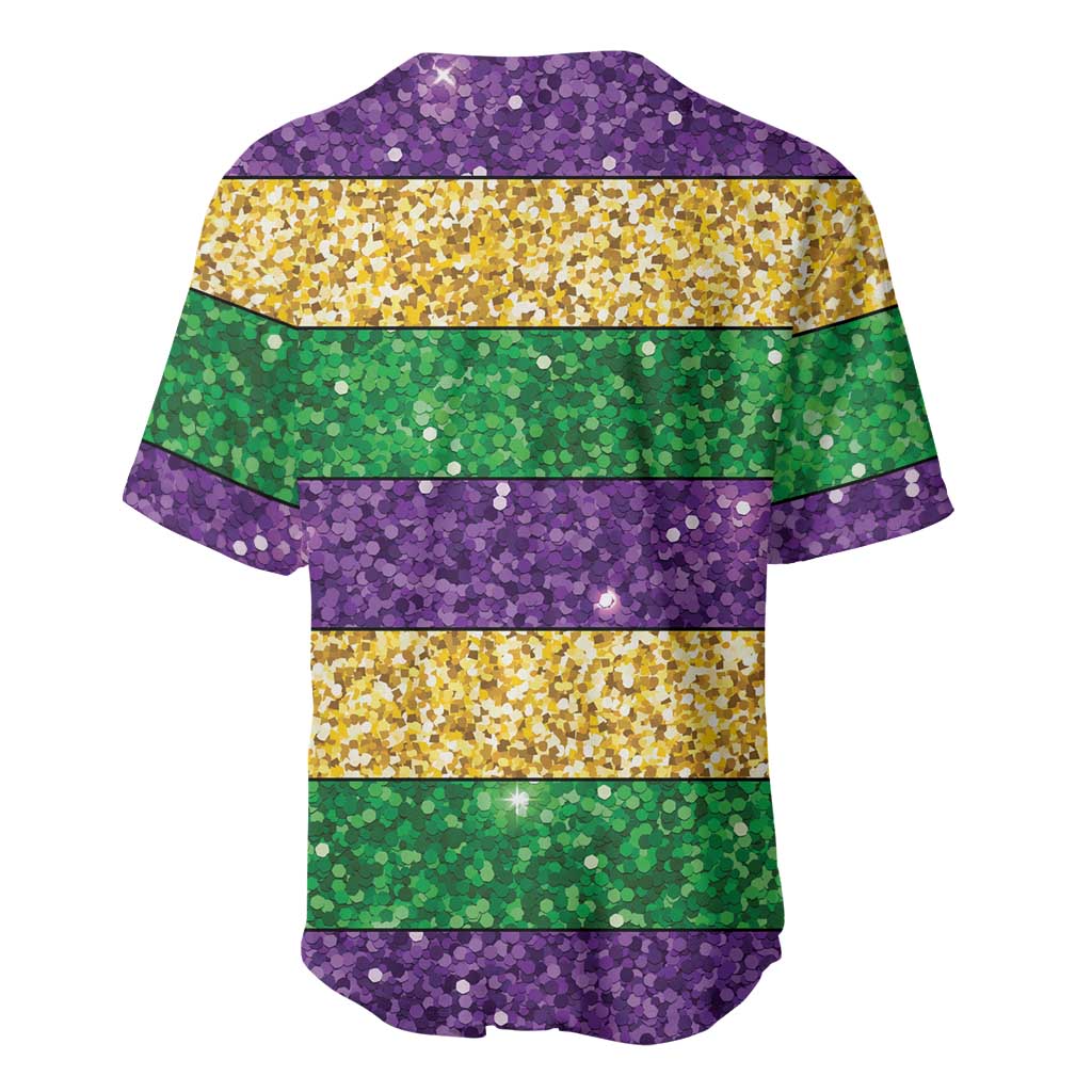 Mardi Gras Stripes Baseball Jersey Carnival Beads & Masks