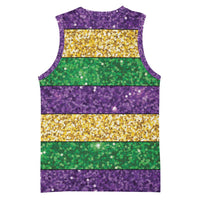 Mardi Gras Stripes Basketball Jersey Carnival Beads & Masks
