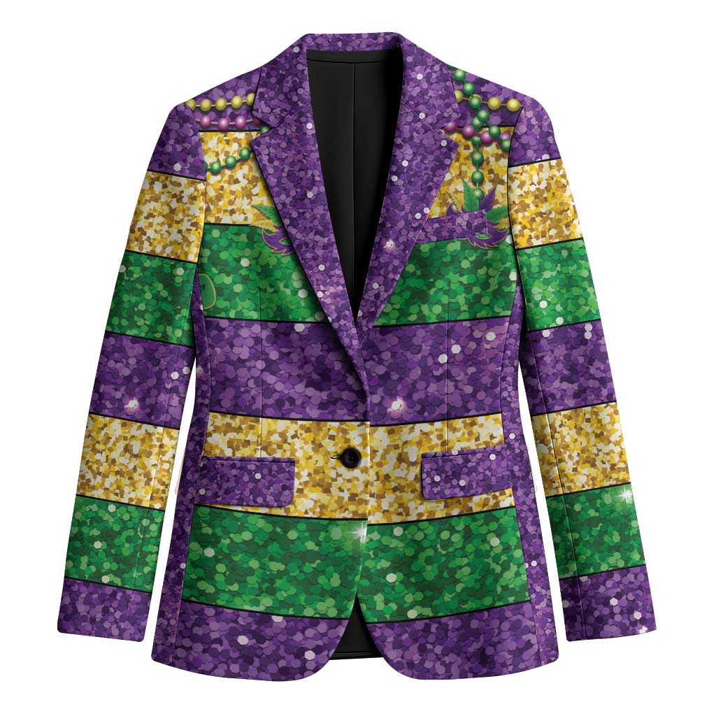 Mardi Gras Stripes Blazer Carnival Beads & Masks