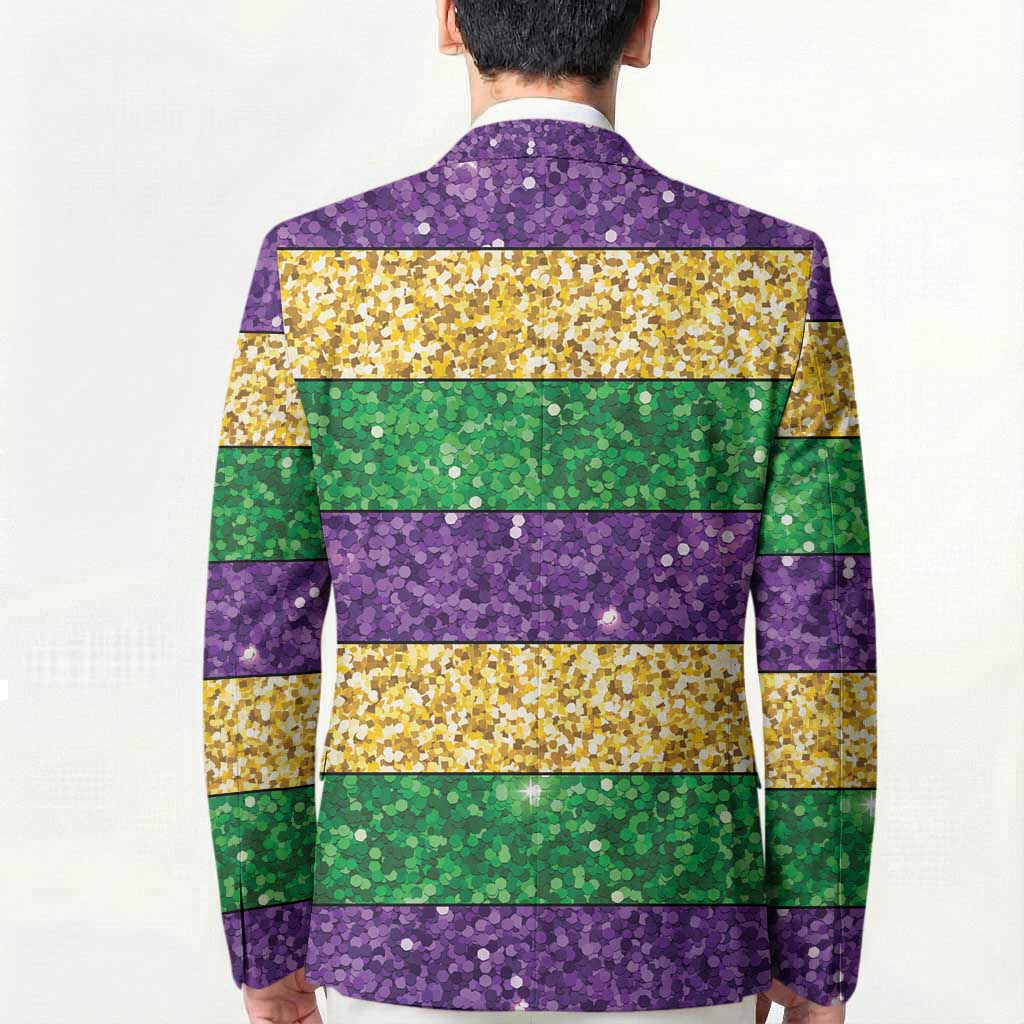 Mardi Gras Stripes Blazer Carnival Beads & Masks