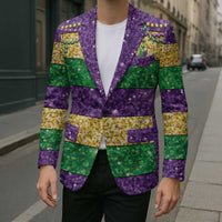 Mardi Gras Stripes Blazer Carnival Beads & Masks