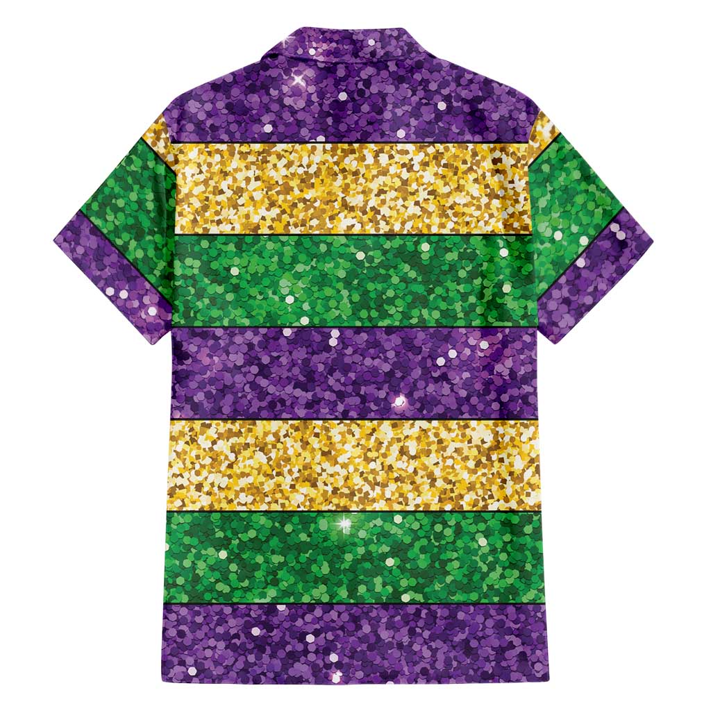 Mardi Gras Stripes Hawaiian Shirt Carnival Beads & Masks