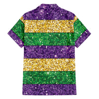 Mardi Gras Stripes Hawaiian Shirt Carnival Beads & Masks