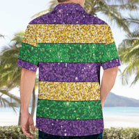 Mardi Gras Stripes Hawaiian Shirt Carnival Beads & Masks
