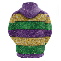 Mardi Gras Stripes Hoodie Carnival Beads & Masks