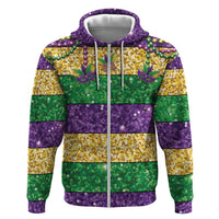 Mardi Gras Stripes Hoodie Carnival Beads & Masks
