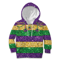 Mardi Gras Stripes Kid Hoodie Carnival Beads & Masks