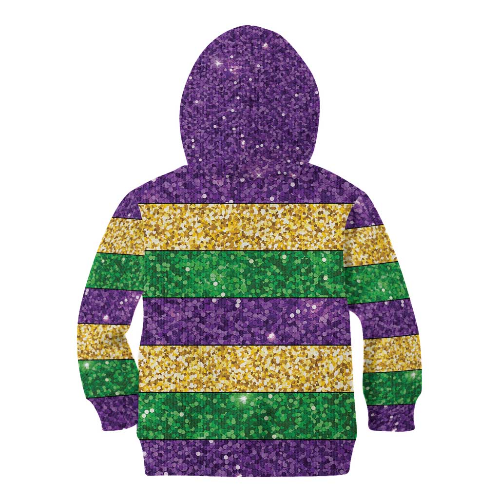 Mardi Gras Stripes Kid Hoodie Carnival Beads & Masks