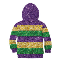 Mardi Gras Stripes Kid Hoodie Carnival Beads & Masks