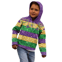 Mardi Gras Stripes Kid Hoodie Carnival Beads & Masks