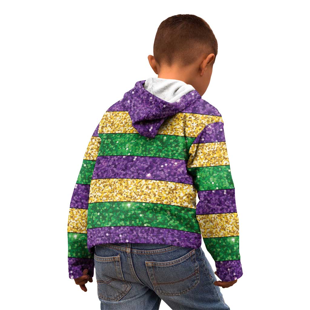 Mardi Gras Stripes Kid Hoodie Carnival Beads & Masks