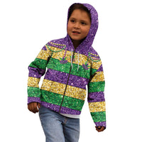 Mardi Gras Stripes Kid Hoodie Carnival Beads & Masks
