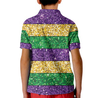 Mardi Gras Stripes Kid Polo Shirt Carnival Beads & Masks