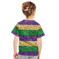 Mardi Gras Stripes Kid T Shirt Carnival Beads & Masks