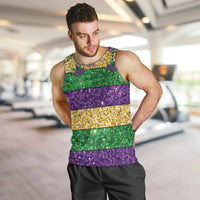 Mardi Gras Stripes Men Tank Top Carnival Beads & Masks
