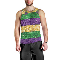 Mardi Gras Stripes Men Tank Top Carnival Beads & Masks