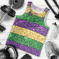 Mardi Gras Stripes Men Tank Top Carnival Beads & Masks
