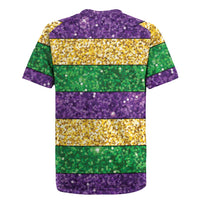 Mardi Gras Stripes Rugby Jersey Carnival Beads & Masks
