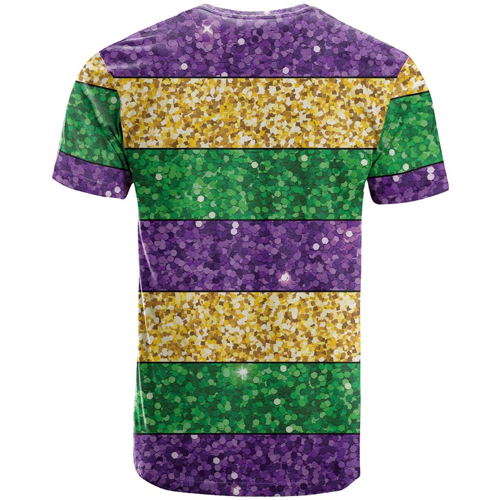 Mardi Gras Stripes T Shirt Carnival Beads & Masks