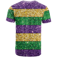 Mardi Gras Stripes T Shirt Carnival Beads & Masks