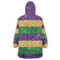 Mardi Gras Stripes Wearable Blanket Hoodie Carnival Beads & Masks