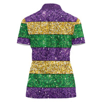 Mardi Gras Stripes Women Polo Shirt Carnival Beads & Masks