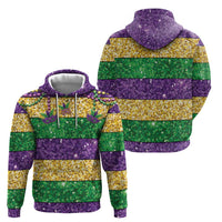 Mardi Gras Stripes Zip Hoodie Carnival Beads & Masks