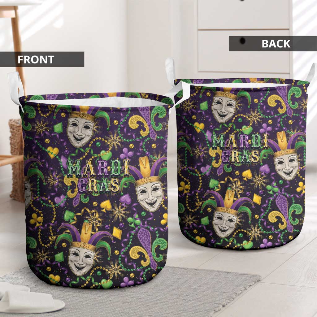 Mardi Gras Carnival Night Laundry Basket Jester Mask Fantasy