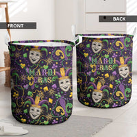 Mardi Gras Carnival Night Laundry Basket Jester Mask Fantasy