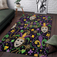 Mardi Gras Carnival Night Area Rug Jester Mask Fantasy