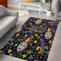Mardi Gras Carnival Night Area Rug Jester Mask Fantasy