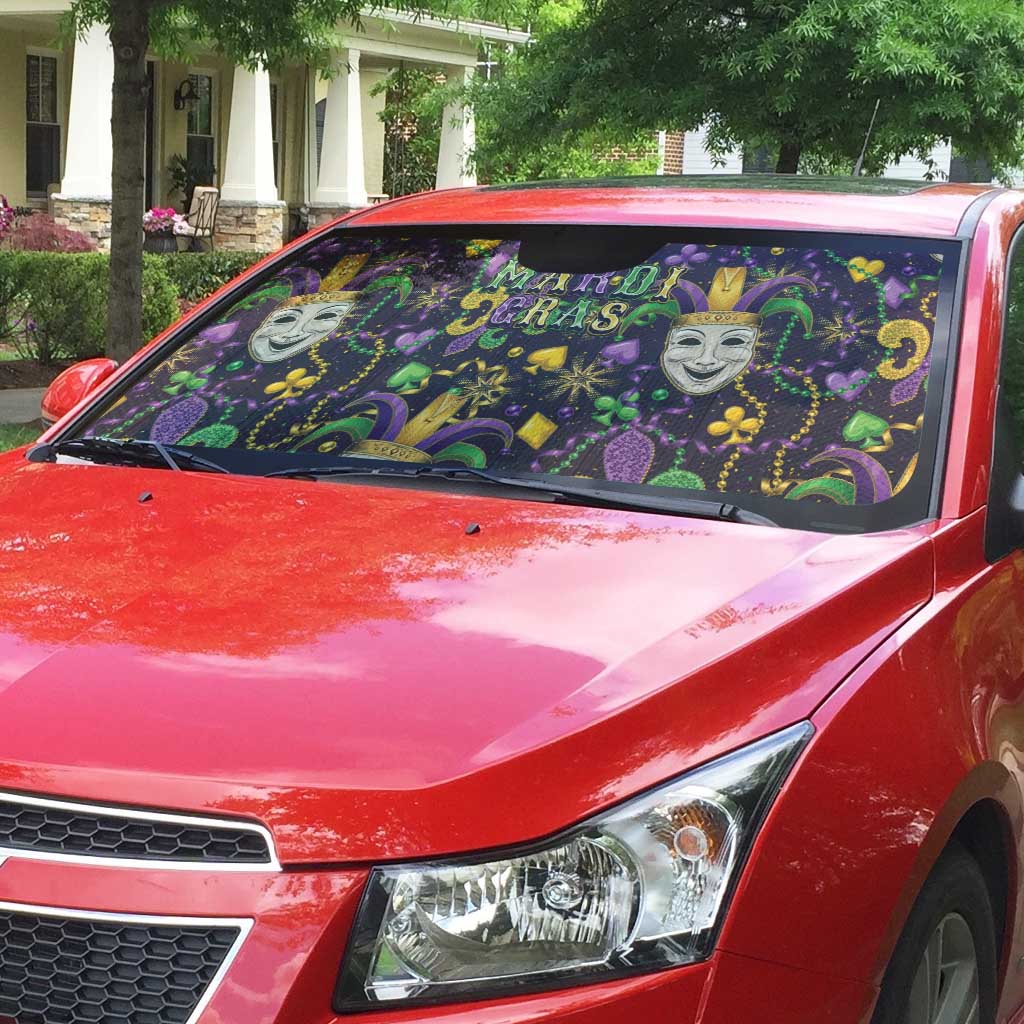 Mardi Gras Carnival Night Auto Sun Shade Jester Mask Fantasy