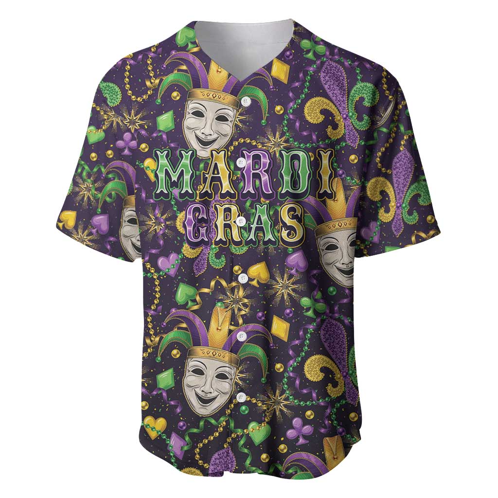 Mardi Gras Carnival Night Baseball Jersey Jester Mask Fantasy
