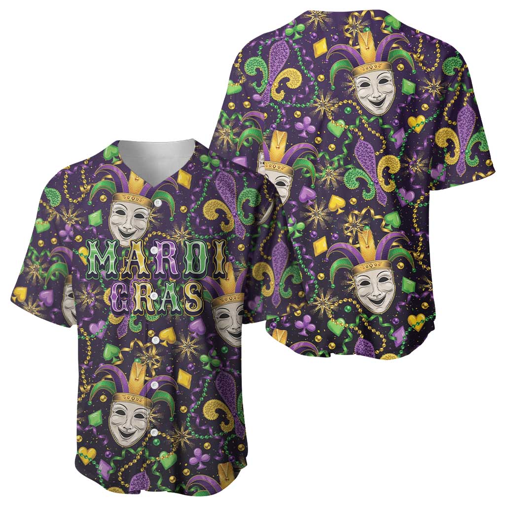 Mardi Gras Carnival Night Baseball Jersey Jester Mask Fantasy