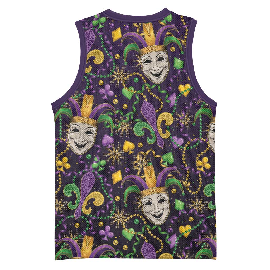 Mardi Gras Carnival Night Basketball Jersey Jester Mask Fantasy