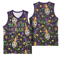 Mardi Gras Carnival Night Basketball Jersey Jester Mask Fantasy