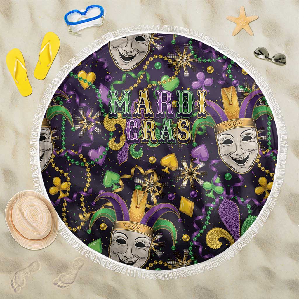Mardi Gras Carnival Night Beach Blanket Jester Mask Fantasy