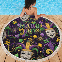 Mardi Gras Carnival Night Beach Blanket Jester Mask Fantasy