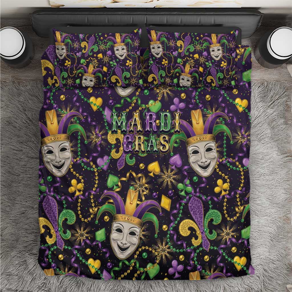 Mardi Gras Carnival Night Bedding Set Jester Mask Fantasy