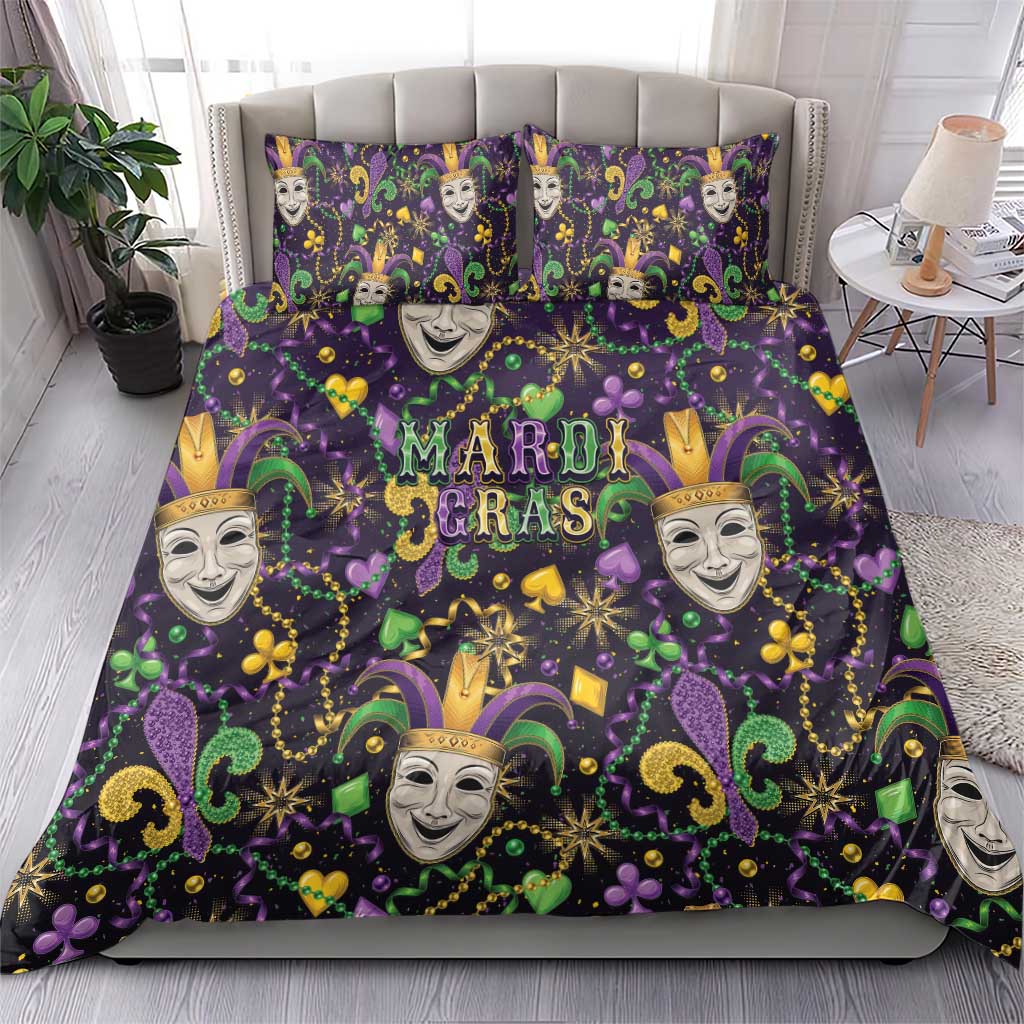 Mardi Gras Carnival Night Bedding Set Jester Mask Fantasy