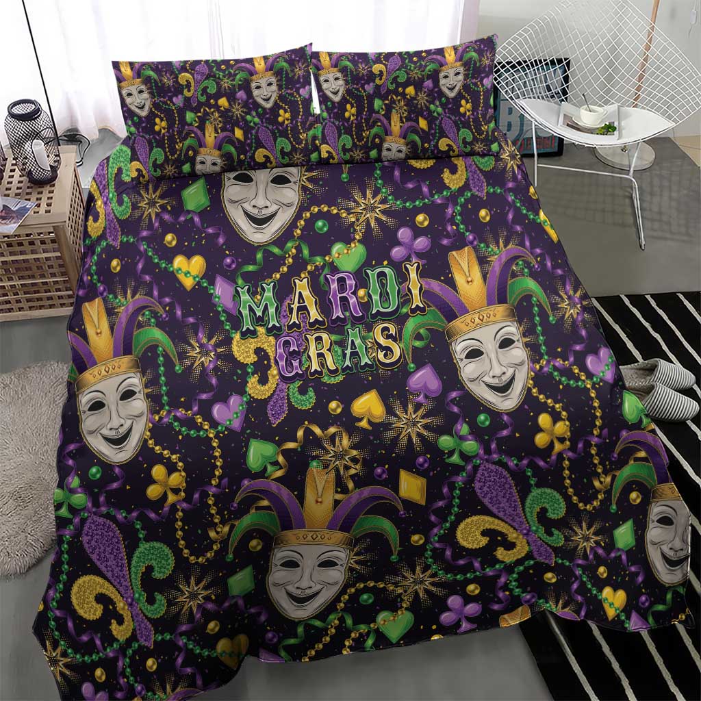 Mardi Gras Carnival Night Bedding Set Jester Mask Fantasy